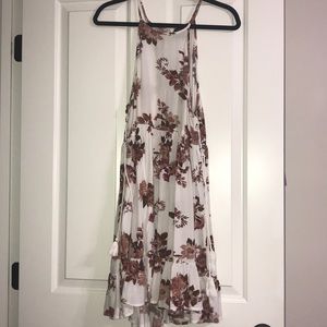 white& pink floral halter neck dress! lace sides!